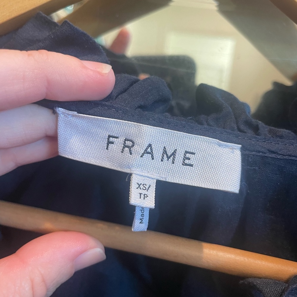 Frame Navy Linen blouse - Picture 3 of 3